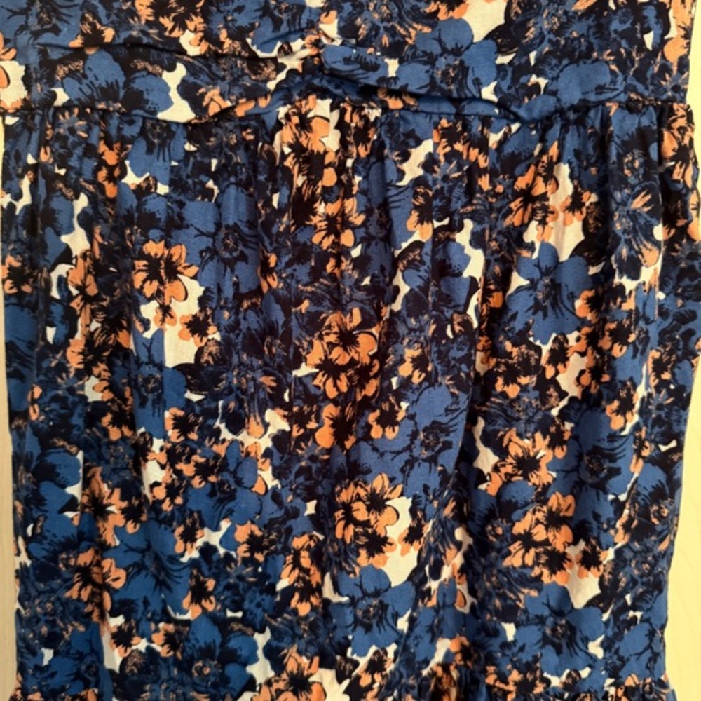 Free People Blue Floral Print Sleeveless Mini Dress XS Smocked Sun Dress - Picture 5 of 10